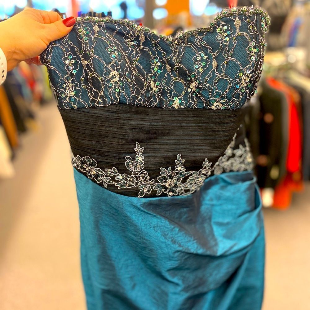 🛍️ Maggie Sotero Ladies 10 Dark Teal Strapless Dress